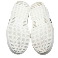 Pre Owned Valentino White/Black Band Leather Open Low Top Sneakers Size 40