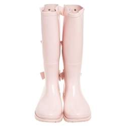  RED Valentino Pink Triple Bow Rubber Rain Boot Size 38