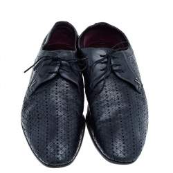 Pre Owned Valentino Black Perforated Leather Lace Up Derby Size 44