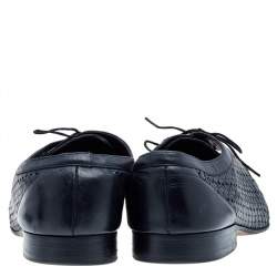 Pre Owned Valentino Black Perforated Leather Lace Up Derby Size 44