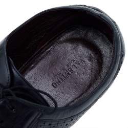 Pre Owned Valentino Black Perforated Leather Lace Up Derby Size 44