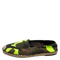 Pre Owned Valentino Green Camouflage Canvas Espadrille Flat Size 43