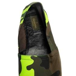 Pre Owned Valentino Green Camouflage Canvas Espadrille Flat Size 43