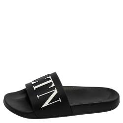 Valentino Black Rubber VLTN Pool Slide Flat Size 42