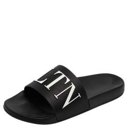 Valentino Black Rubber VLTN Pool Slide Flat Size 42