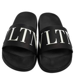 Valentino Black Rubber VLTN Pool Slide Flat Size 42
