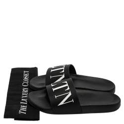 Valentino Black Rubber VLTN Pool Slide Flat Size 42