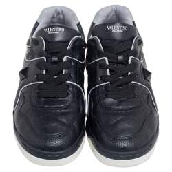 Valentino Black Leather One Stud Low-Top Sneakers Size 42