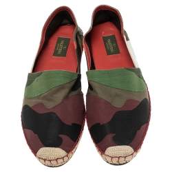 Pre Owned Valentino Multicolour Camouflage Canvas Espadrilles Flats Size 40