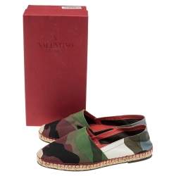 Pre Owned Valentino Multicolour Camouflage Canvas Espadrilles Flats Size 40