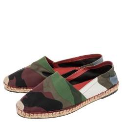 Pre Owned Valentino Multicolour Camouflage Canvas Espadrilles Flats Size 40