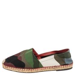 Pre Owned Valentino Multicolour Camouflage Canvas Espadrilles Flats Size 40
