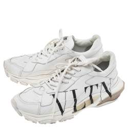 Valentino White Leather VLTN Bounce Sneakers Size 43