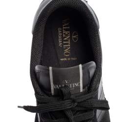 Valentino Black Leather, Canvas and Suede Rockrunner Low-Top Sneakers Size 42