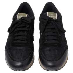 Pre Owned Valentino Multicolor Leather, Mesh and Suede Rockrunner Low-Top Sneakers Size 40