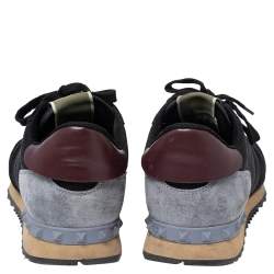Pre Owned Valentino Multicolor Leather, Mesh and Suede Rockrunner Low-Top Sneakers Size 40
