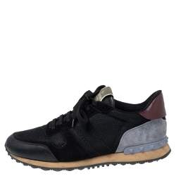 Pre Owned Valentino Multicolor Leather, Mesh and Suede Rockrunner Low-Top Sneakers Size 40