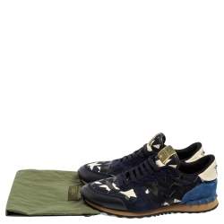 مملوكة مسبقًا Valentino Multicolor Leather, Mesh And Suede Rockrunner Low-Top Sneakers Size 43