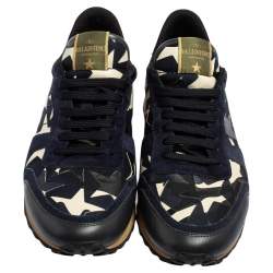 مملوكة مسبقًا Valentino Multicolor Leather, Mesh And Suede Rockrunner Low-Top Sneakers Size 43