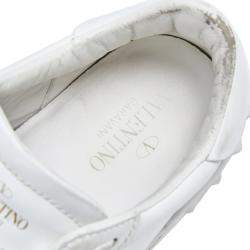 Valentino White/Green Leather Low Top Sneakers Size 42