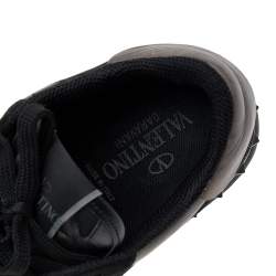 Valentino Black Camouflage Leather And Canvas Rockrunner Low Top Sneakers Size 40.5
