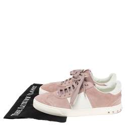 Valentino Pink/White Suede and Leather Fly Crew Low-Top Sneakers Size 41