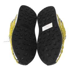 Valentino Tricolor Woven Fabric Crochet Low-Top Sneakers Size 41