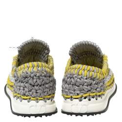 Valentino Tricolor Woven Fabric Crochet Low-Top Sneakers Size 41