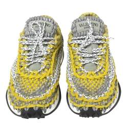 Valentino Tricolor Woven Fabric Crochet Low-Top Sneakers Size 41