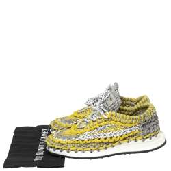 Valentino Tricolor Woven Fabric Crochet Low-Top Sneakers Size 41