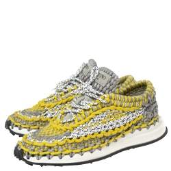 Valentino Tricolor Woven Fabric Crochet Low-Top Sneakers Size 41
