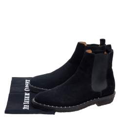 Pre Owned Valentino Black Suede Studded Chelsea Boots Size 41