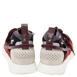 Valentino Multicolor Knit Fabric, Suede and Leather Sound High Top Sneakers Size 43 