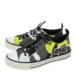 Valentino Multicolor Camouflage Print Canvas And Rubber Cap Toe Low Top Sneakers Size 40