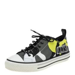 Valentino Multicolor Camouflage Print Canvas And Rubber Cap Toe Low Top Sneakers Size 40