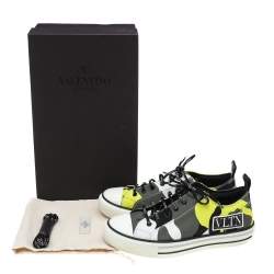 Valentino Multicolor Camouflage Print Canvas And Rubber Cap Toe Low Top Sneakers Size 40