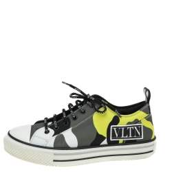 Valentino Multicolor Camouflage Print Canvas And Rubber Cap Toe Low Top Sneakers Size 40