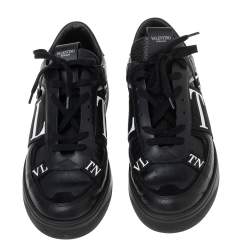 مملوكة مسبقًا Valentino Black Leather VL7N Low-Top Sneakers Size 44.5