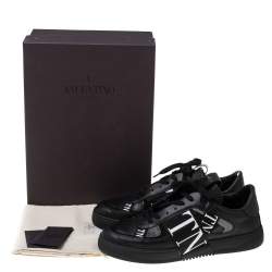 مملوكة مسبقًا Valentino Black Leather VL7N Low-Top Sneakers Size 44.5