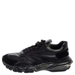 Valentino Black Leather And Suede Bounce Sneakers Size 42