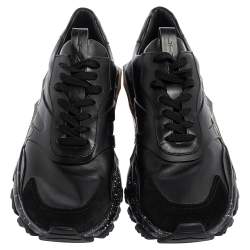 Valentino Black Leather And Suede Bounce Sneakers Size 42