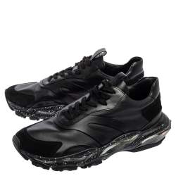Valentino Black Leather And Suede Bounce Sneakers Size 42