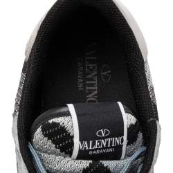 Pre Owned Valentino Multicolor Leather And Suede Rockrunner Camouflage Lace Up Sneakers Size 43