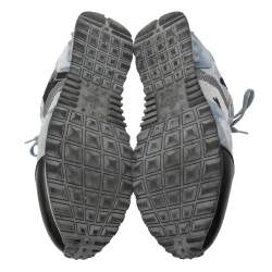 Pre Owned Valentino Multicolor Leather And Suede Rockrunner Camouflage Lace Up Sneakers Size 43