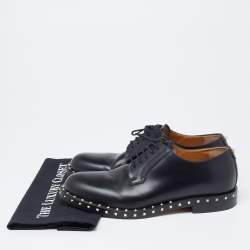 Pre Owned Valentino Black Leather Rockstud Lace Up Derby Size 41