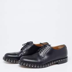 Pre Owned Valentino Black Leather Rockstud Lace Up Derby Size 41