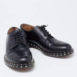 Pre Owned Valentino Black Leather Rockstud Lace Up Derby Size 41