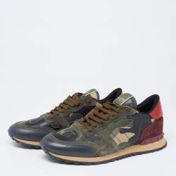 Valentino Multicolor Suede And Leather Rockstud Rockrunner Sneakers Size 45