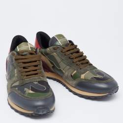 Valentino Multicolor Suede And Leather Rockstud Rockrunner Sneakers Size 45