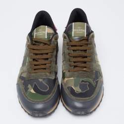 Valentino Multicolor Suede And Leather Rockstud Rockrunner Sneakers Size 45
